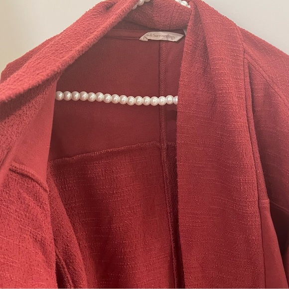 Soft Surroundings Free Rain Open Cardigan Brick Red Boho Cozy Pocketed - Picture 7 of 8